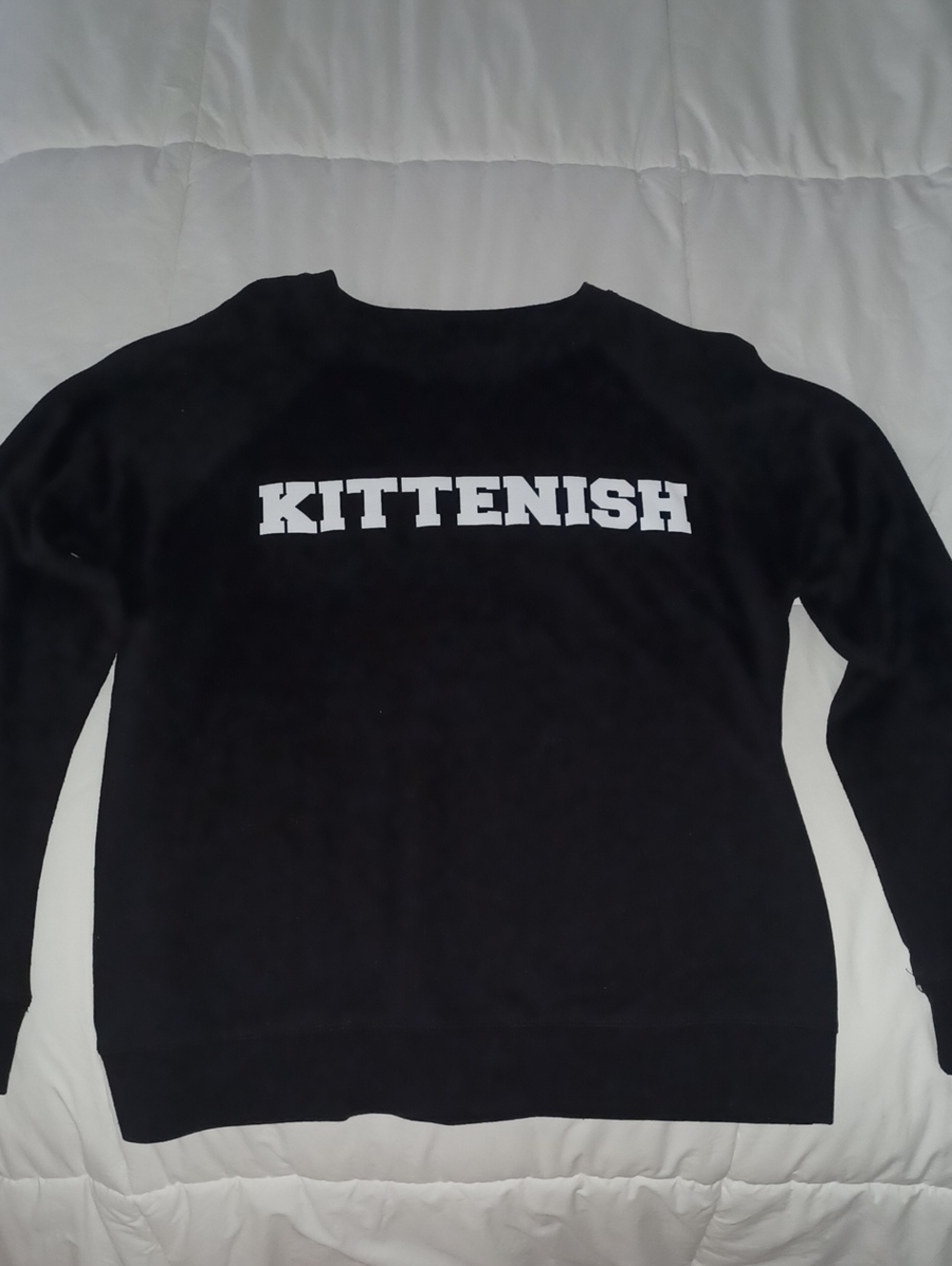 Kittenish Black Crewneck Long Sleeve with White Logo